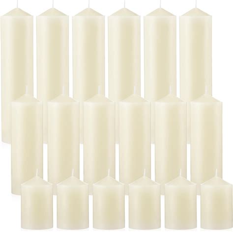 Amazon.com: MTLEE 18 Pcs Set of 3 Pillar Candles Ivory Pillar Candle ...