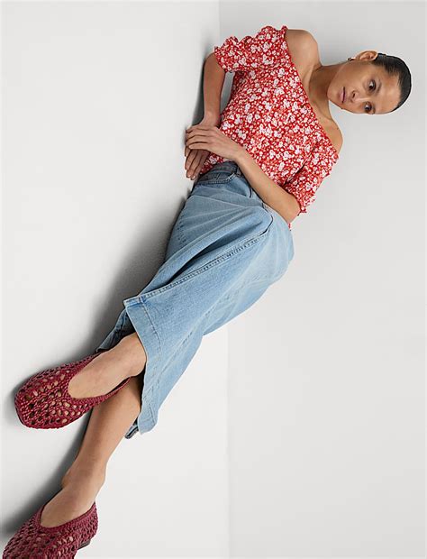 Buy Printed Square Neck Puff Sleeve Blouse at Marks & Spencer