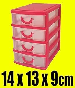 4 DRAWER MINI DESK DRAW Storage Trays Office Organiser Jewellery Craft ...