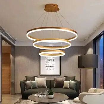 HDC 3 Light 3 Ring Gold Brushed Metal Led Chandelier Hanging Ceiling L