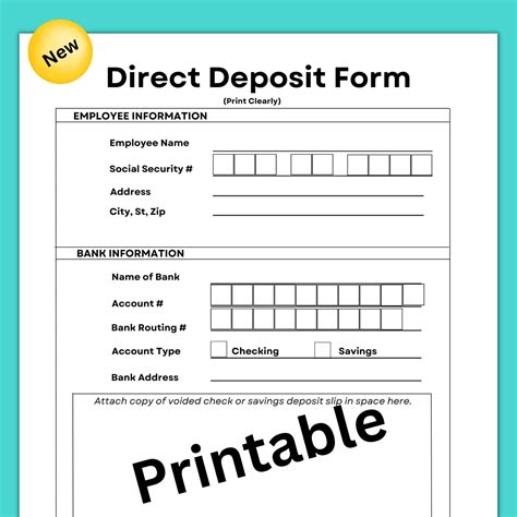 Employee Direct Deposit Forms New Employee Payroll Information