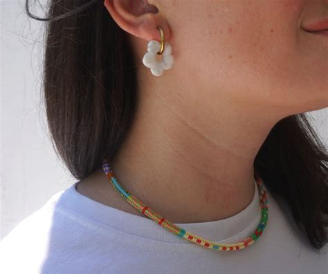 Pastel Color Palettes Choker, Beaded Handmade Necklace, Handwoven Glass Seed Beads Jewelry ...