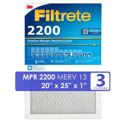 Filtrete 3M Air Filters (20x25x1) 2200 Series - Allergen & Pollutants ...