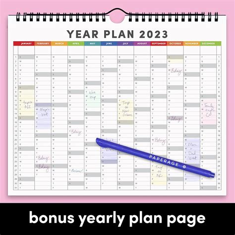 Buy PAPERAGE Calendar 2023 - 12 Months, Black & White, Minimalist Wall ...