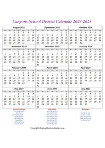 Canyons School District Calendar 2023-2024 School District Calendars