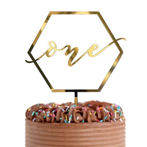 Gold Shiny 1st Birthday Topper - Acrylic Number One Smash Cake Topper ...