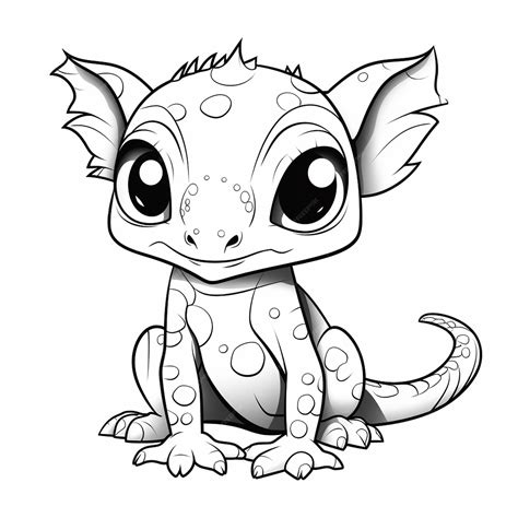 Premium AI Image | Gargoyle Gecko kids drawing cute angel cute coloring ...