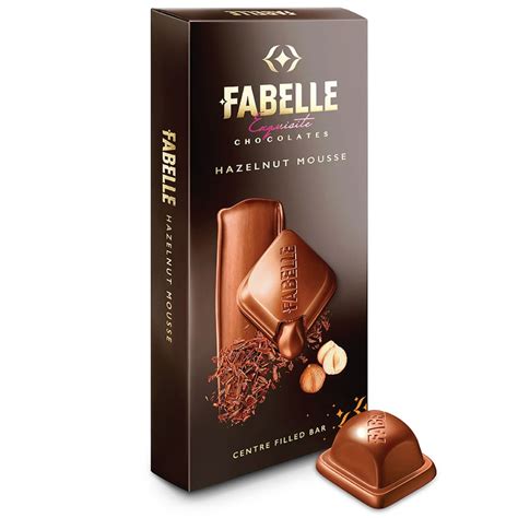 Fabelle Hazelnut Mousse, Centre Filled Luxury Chocolate Bar with ...