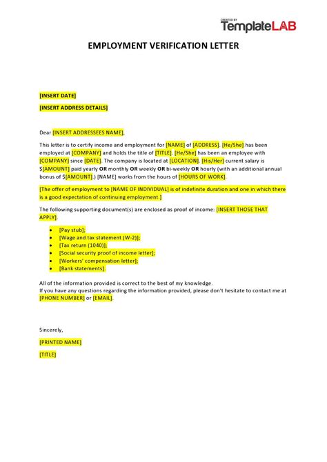 Employee Verification Letter Sample