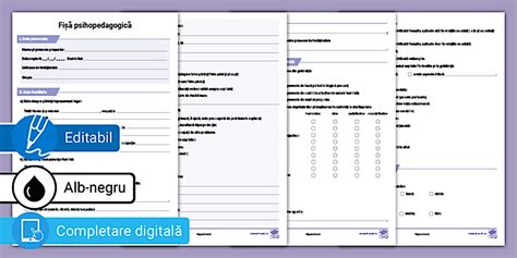 Fișă psihopedagogică preșcolari – grădiniță | Twinkl România