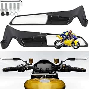 Yobbo Universal Motorcycle Bike Mirrors Set Adjustable Rotating Rear ...