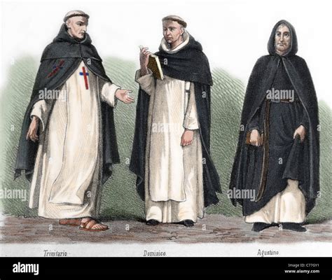 Mendicant orders in the Middle Ages. From left to right, Trinitarian ...
