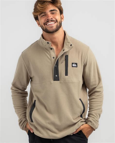 Shop Quiksilver No Destination 2 Half Snap Sweatshirt In Timber Wolf ...