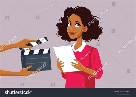 Actor Rehearsing Lines On Set Vector Stock Vector (Royalty Free ...