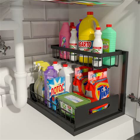 Buy REALINN Under Sink Organizer, Pull Out Cabinet Organizer 2 Tier ...