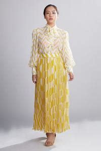 Buy White Georgette Chevron Print Bow Shirt For Women by Koai Online at ...