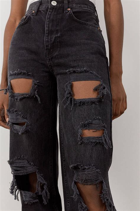 BDG Black High-Rise Baggy Ripped Jeans | Urban Outfitters UK | Ripped ...