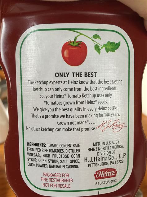 Heinz Ketchup Ingredients Italia at Jayden Nobbs blog