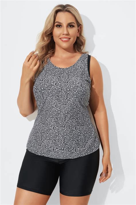 Black Leopard Longer Length Sport Tankini Set - Meet.Curve - Meet.Curve