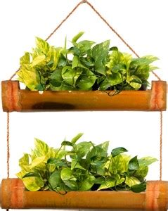 LIVEONCE bamboo mode Natural wooden planter hanger Plant Container Set ...