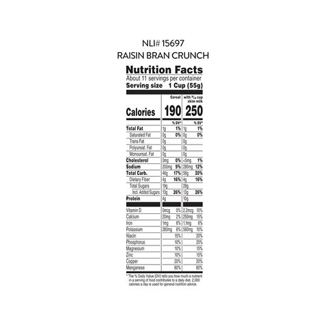 Raisin Bran Crunch Nutrition Facts Label at John Mccloud blog
