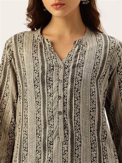 Beige & Black Ethnic Motifs Printed Kurta – Amukti - The Women's Ethnic ...