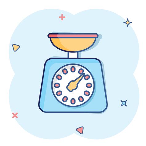 Bathroom weight scale icon in comic style. Mass measurement cartoon ...