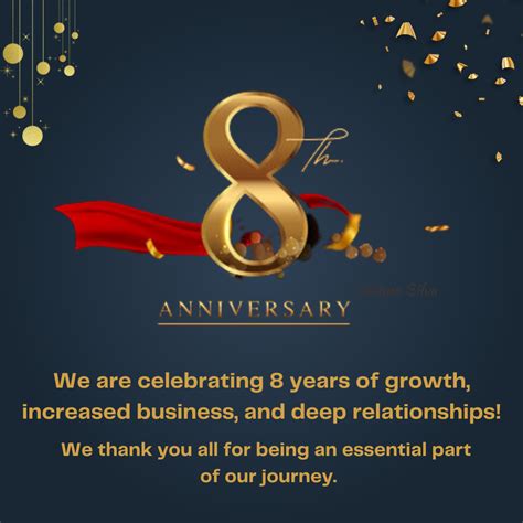 8th Anniversary Celebration Card with Gold Confetti