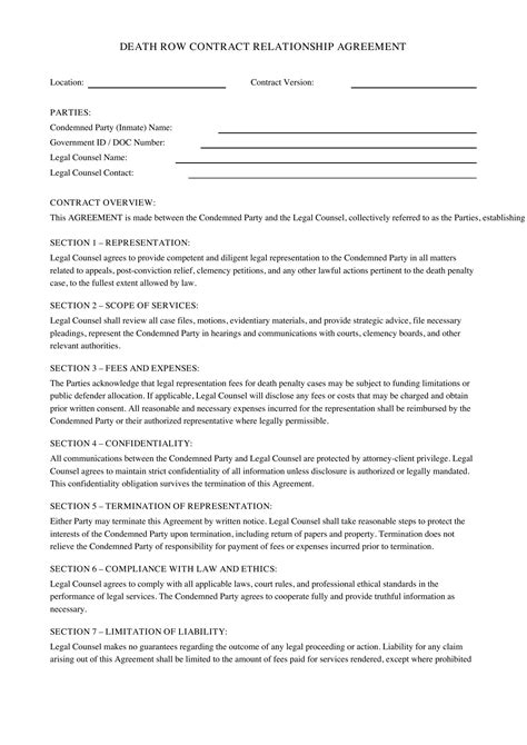 Death Row Contract Relationship Template - US