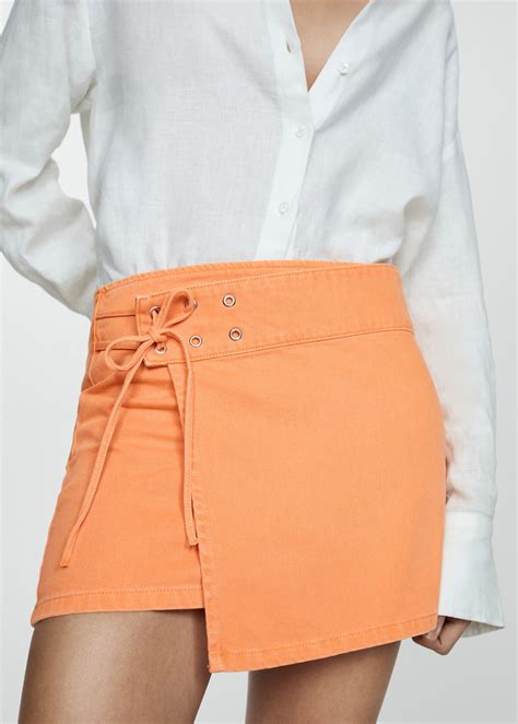Crossed denim mini-skirt - Women | MANGO USA