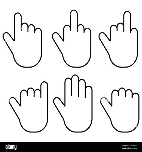 Set gestures of the fingers of the hand palm, vector set of icons ...