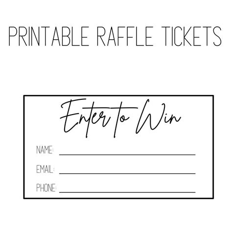Printable Raffle Ticket Raffle Tickets Printable enter to - Etsy Canada ...