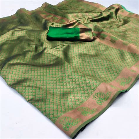 Green Woven Banarasi Silk Saree