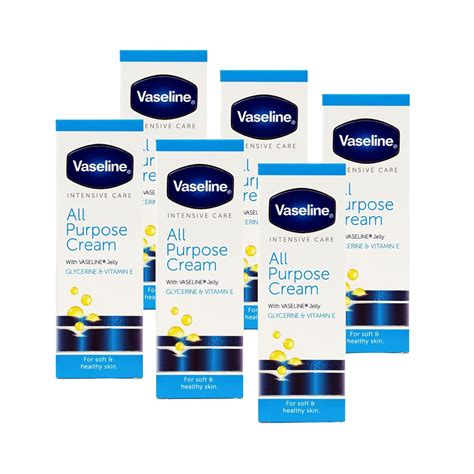 Amazon.com : Vaseline Intensive Care All Purpose Cream Rough Cracked Skin Relief, 6-Pack, 1.41 ...