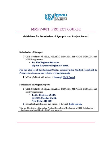 MMPP-001 Project Course Guidelines for Submission and Reporting - Studocu