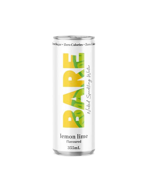 Bare Naked Sparkling Water Lemon Lime 355ml x 24