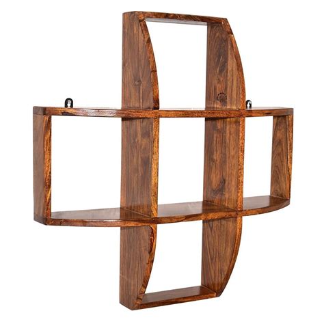 PUSHPANCHAL Solid Sheesham Wood Wall Mounted Floating Book Shelf for ...