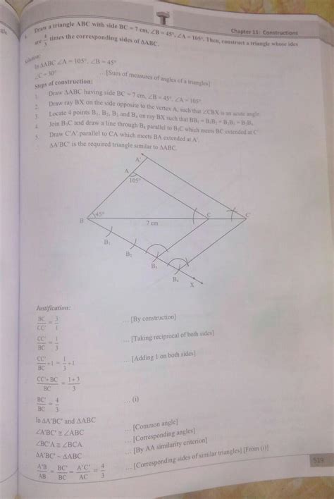 Construct a triangle abc with bc=7cm angle a=45degree and angles ...