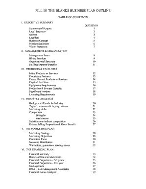Fill-In-form-Blanks Business Plan Outline - Blank Fillable Template ...