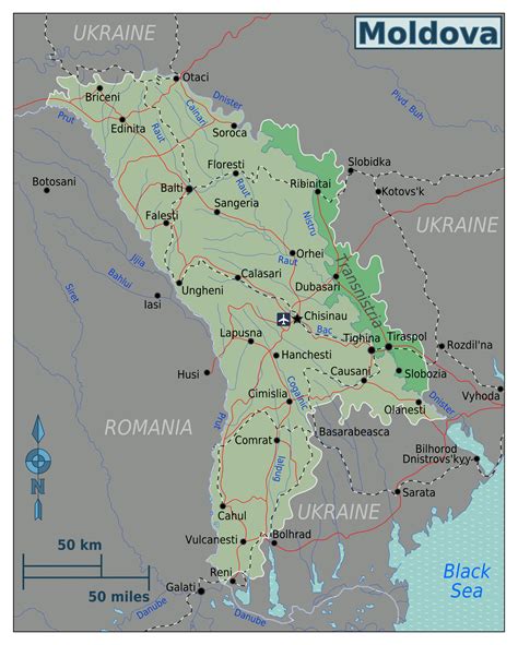 Detailed Political And Administrative Map Of Moldova With Roads Cities ...