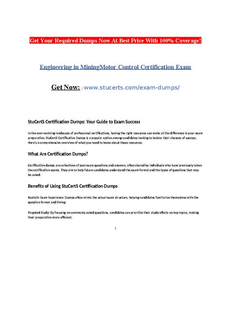 Engineering in Mining Motor Control Certification Exam - Get Your ...