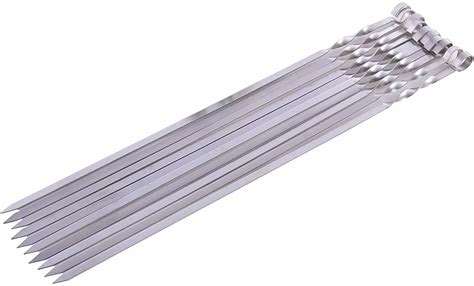 Buy Cribun 10 Pack Kabob Skewers for Grilling 15 Long - Flat Metal BBQ ...