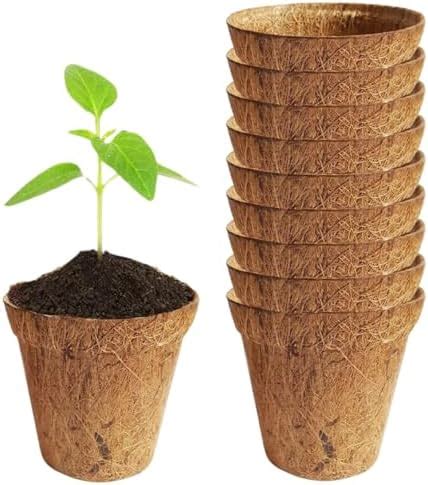 ecofynd 4 inches Coir Pots, Biodegradable Garden Nursery Coco Natural ...