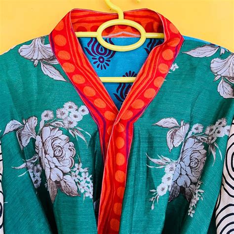 Buy Vintage Patchwork Silk Saree Robe Old Silk Kimono Robes Dress ...