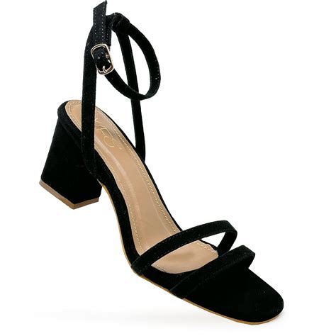 Buy WFS Women 2.5 Inch Block Heel 2 Strap Suede Fashion Sandal,Black,40 ...