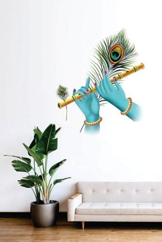 Sky Flying Blue Krishna Flute in Hand Wall Sticker for Kids Room ...