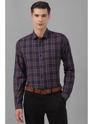 Buy Allen Solly Mens Navy Slim Fit Check Full Sleeves Formal Shirt Online