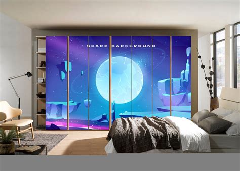 Blue Moon In Sky Self Adhesive Sticker For Wardrobe – Myindianthings