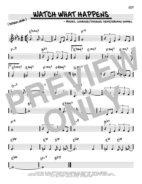 Watch What Happens by Michel LeGrand Sheet Music for Real Book – Melody ...