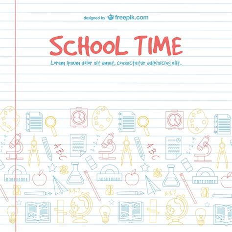 School time background with school elements | Free Vector